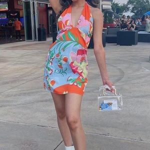 Multicolor halter dress